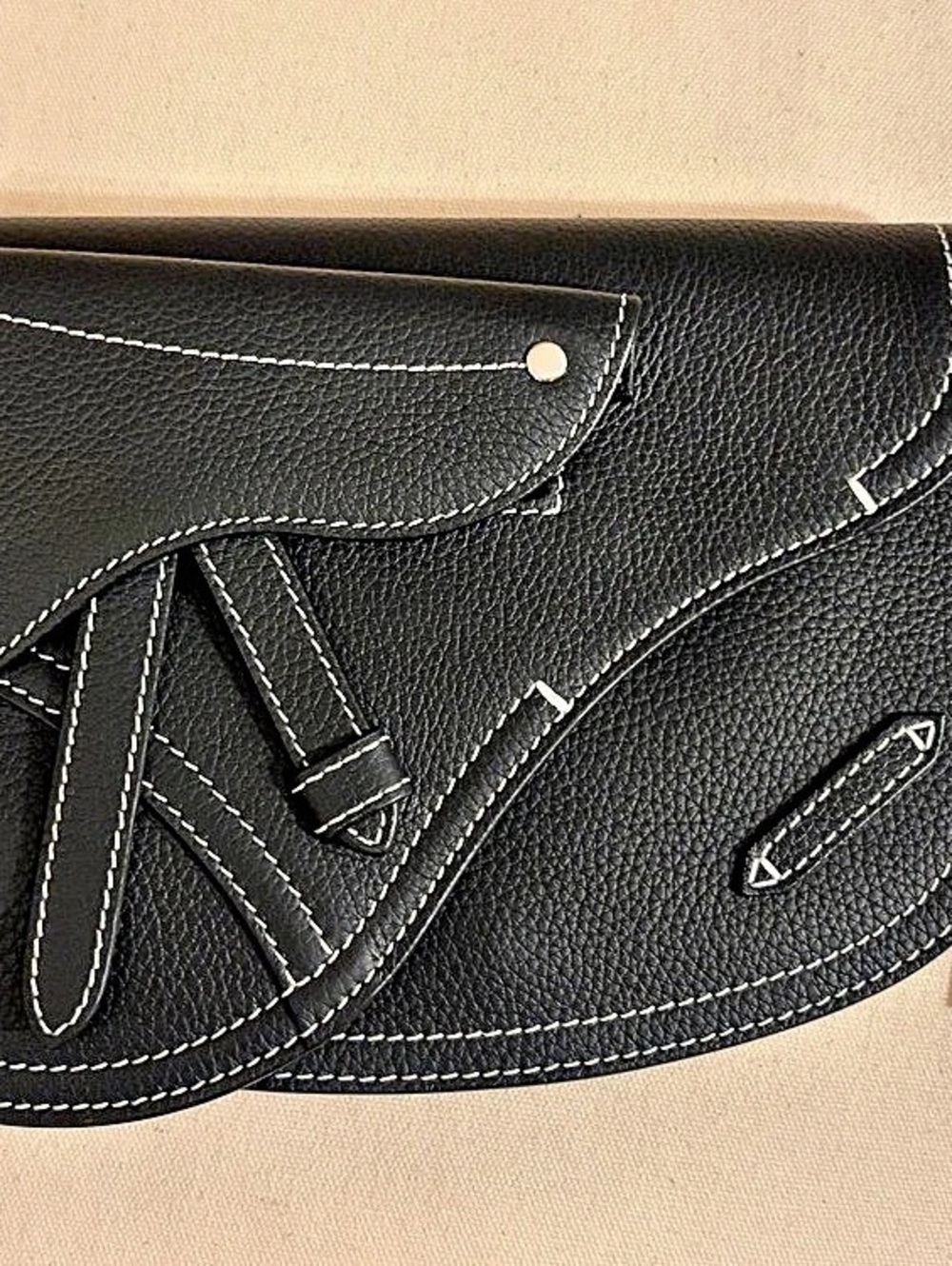 Dior Saddle Pouch Grained Calfskin Black Crossbody Bag